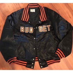 vintage xxl men’s black & orange nylon varsity bomber jacket